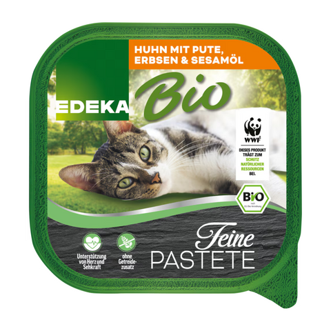 17x EDEKA Bio Cat Huhn&Pute Erbsen Sesamöl 100g