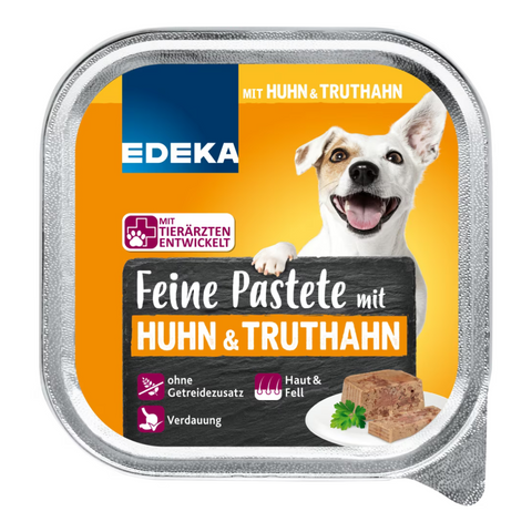 22x EDEKA Dog Feine Bissen Huhn/Truthahn 150g