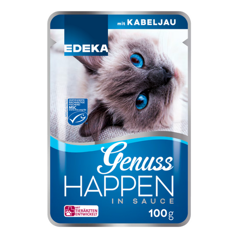 24x EDEKA Cat Genuss Happen Kabeljau MSC 100g