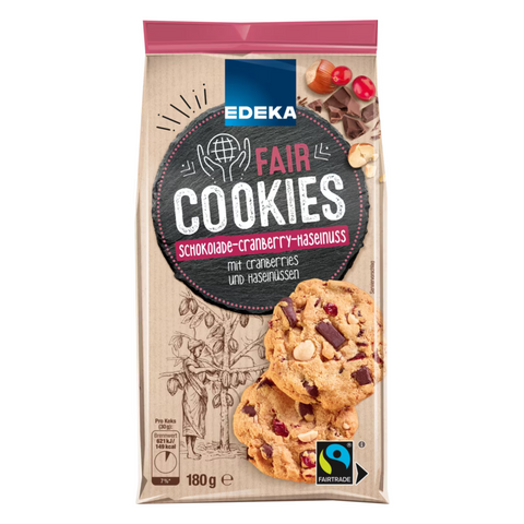 8x EDEKA Cookies Zartbitter Cranberry Hazelnut 180g