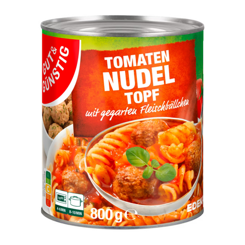 6x G&G Tomaten Nudeltopf mit Fleischbällchen 800g