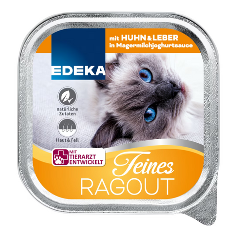 32x EDEKA Cat Ragout Huhn+Leber Joghurtsauce 100g