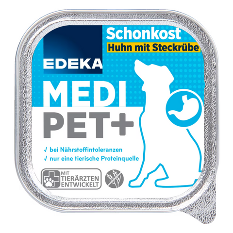 22x EDEKA MediPet+ Schonkost Huhn mit Steckrübe 150g