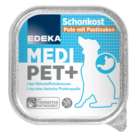 22x EDEKA Medi Dog Schonkost Pute mit Pastinake 150g