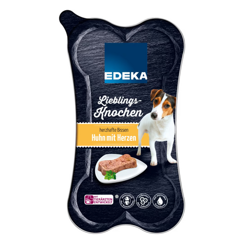 15x EDEKA Knochenformschale Huhn & Herzen 175g