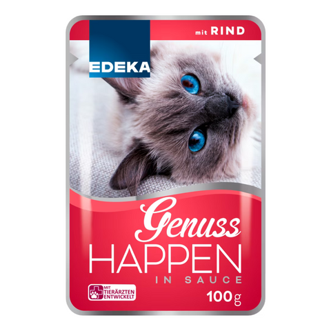 24x EDEKA Cat Genuss Happen Rind 100g