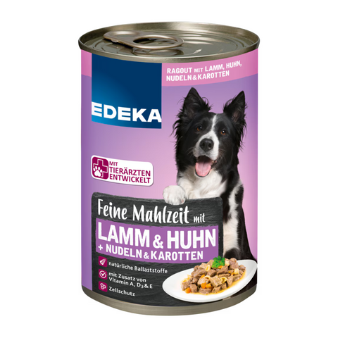 20x EDEKA Dog Feine Mahlzeit Lamm/Huhn/Nudel/Karo 400g