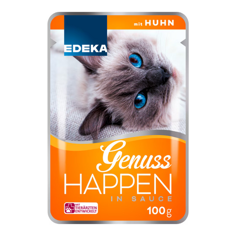 24x EDEKA Cat Genuss Happen Huhn 100g