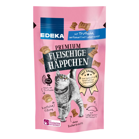 9x EDEKA Cat Fleischige Häppchen Leberwurst 40g