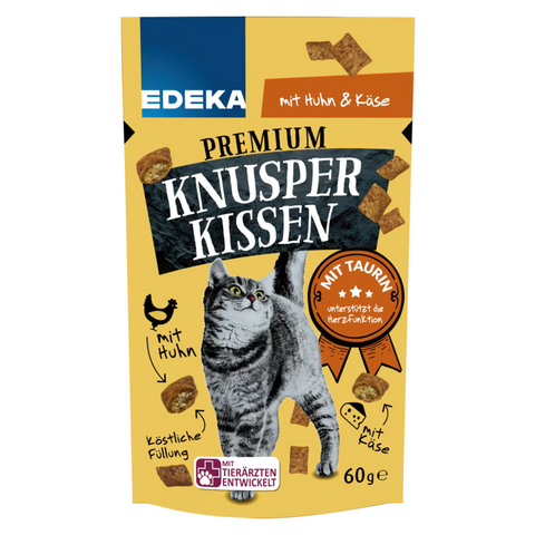 18x EDEKA Cat Knusperkissen Huhn & Käse 60g