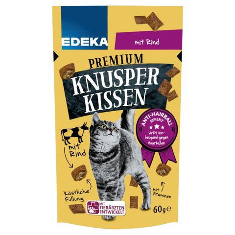 18x EDEKA Cat Knusperkissen Rind & Malz 60g