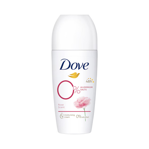 6x Dove Deo Roll-On Rosenduft 0% Aluminiumsalze 50ml