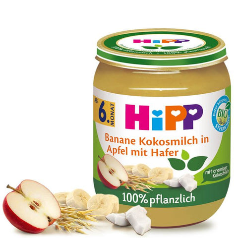 6x HiPP Banane Kokosmilch in Apfel mit Hafer (160g)